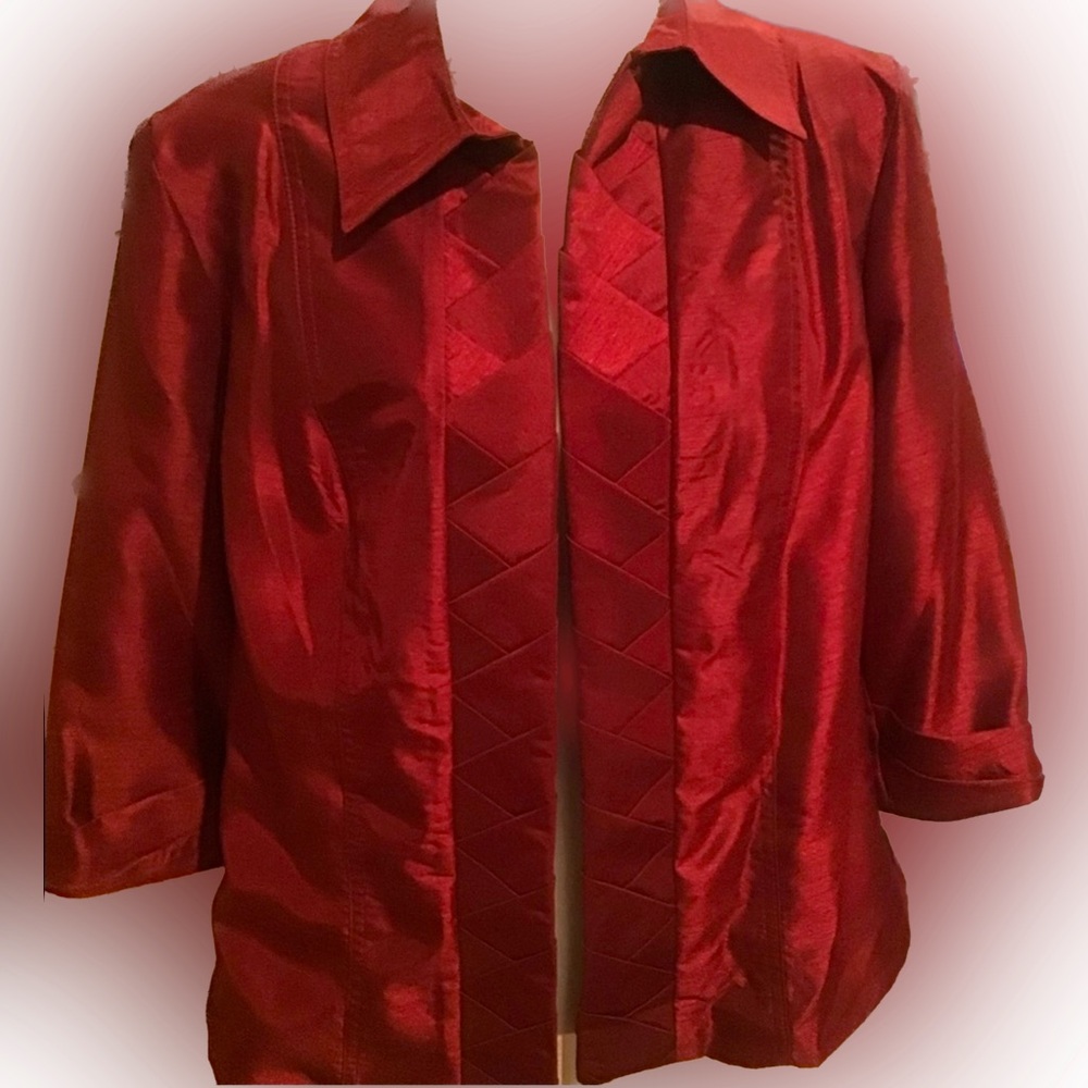 Cranberry Blazer with Detailed Front and Sleeves
